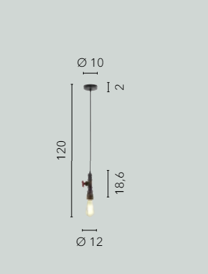Sospensione metallo effetto zincato stile tubi e rubinetti 1XE27 non incl. AMARCORD Sospensione metallo effetto zincato stile tubi e rubinetti 1XE27 non incl. AMARCORD